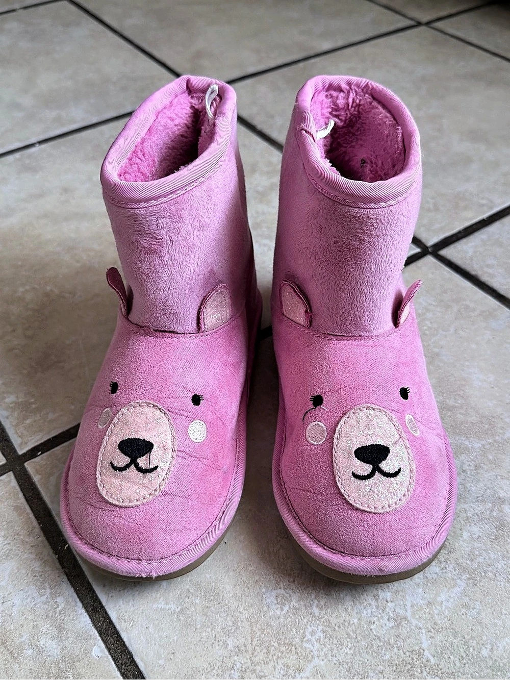 Gymboree Embroidered Bear Chalet Boots Girls 13 Pink